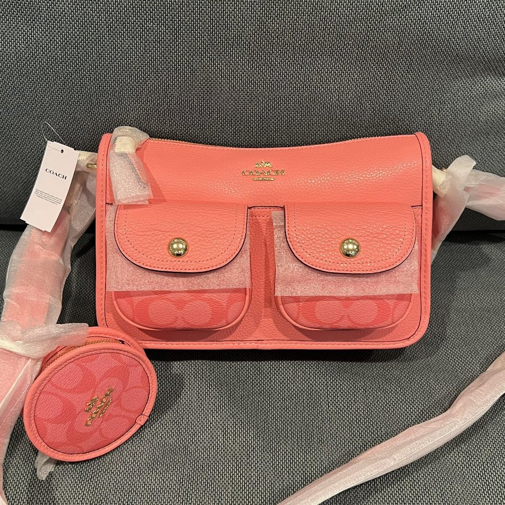 Coach Pennie Crossbody With Coin Case With Signature Canvas Detail ca906